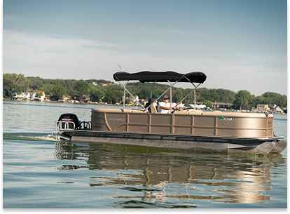 pontoon boat on a lake